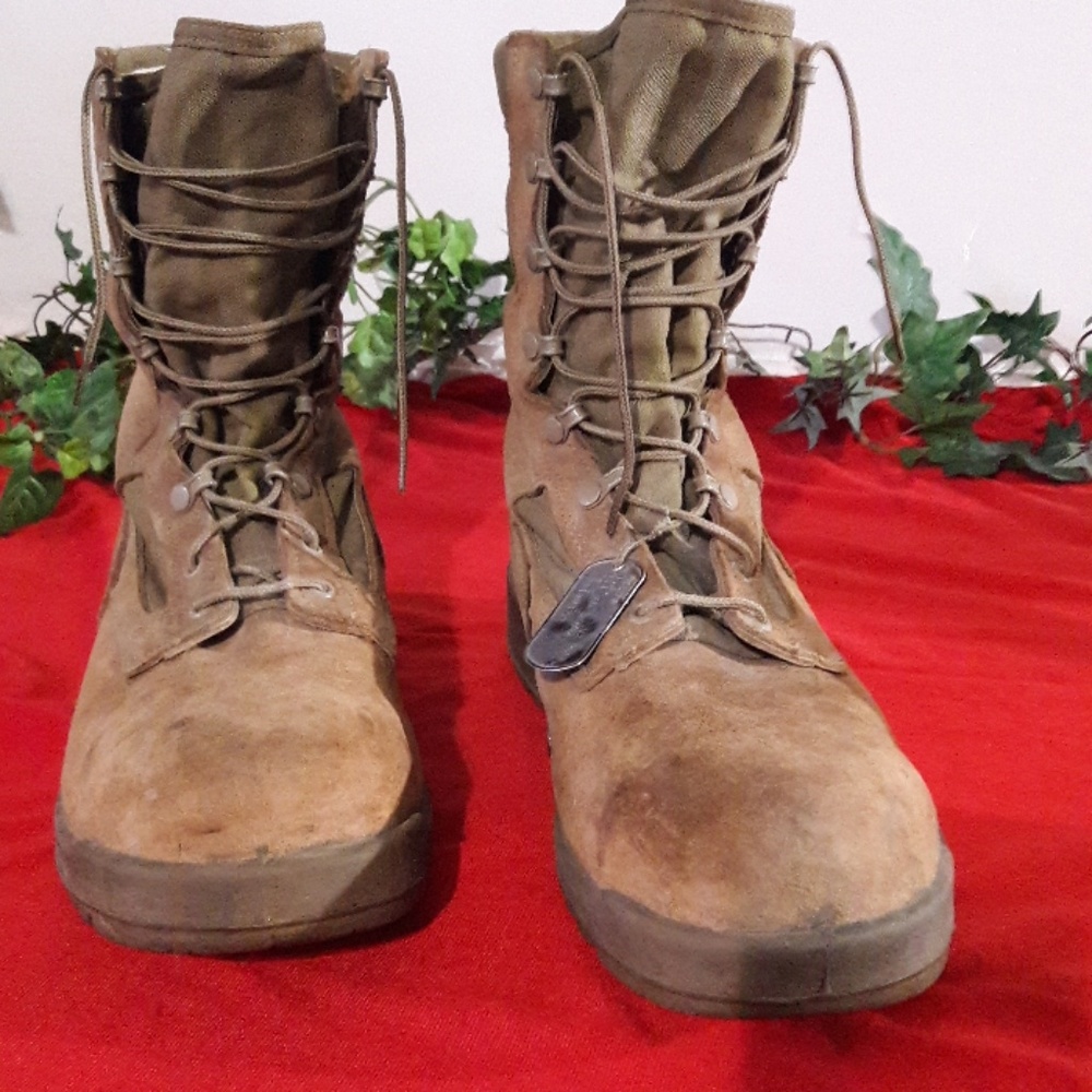 Combat boots 13 Steel Toe leather canvas no dogtag